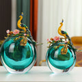 High-end Light Luxury Enamel Colored Crystal Glass Vase Handicrafts Peacock Vase Decorative Flower Vase for Office Home Decor