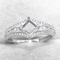 Sterling Silver 5*5mm Semi Mount Ring Square Shape Empty Frame Blank Claws Setting S925 Base Without Center Stone for Inlay DIY