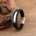 Stainless Steel Leather Bracelet Men's Jewelry Muti-strand Leather Cord Bracelet for Man