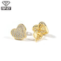 Hip Hop Luxury Fashion Heart Stud Earrings for Women 2021 Silver Gold 5A CZ Cubic Zircon Stud Earring Iced Out