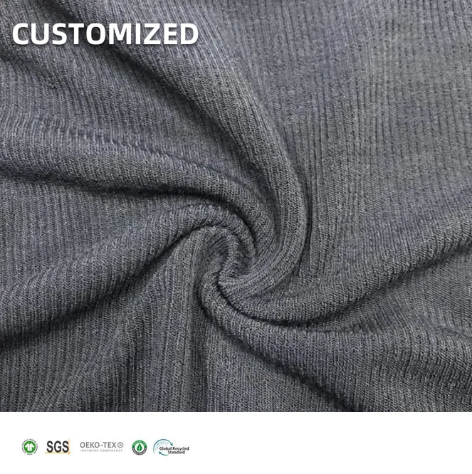 Eco-friendly Weft Knit 95% Bamboo 5% Spandex Breathable Stretch 2x1 Ribbed Fabric for Cuffs Dresses & Garments