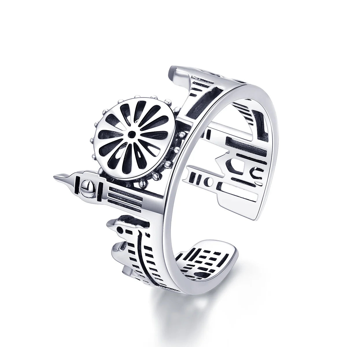 925 Sterling Silver London City Fine Ring for Women British Building Cocktail Wedding Fashion Jewelry SCR474