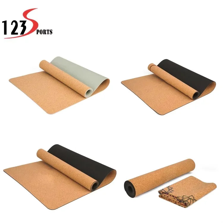 Eco-Friendly and Non-Slip Exercise 4mm Cork TPE Yoga Mat for Fitness Studio or Home Use
