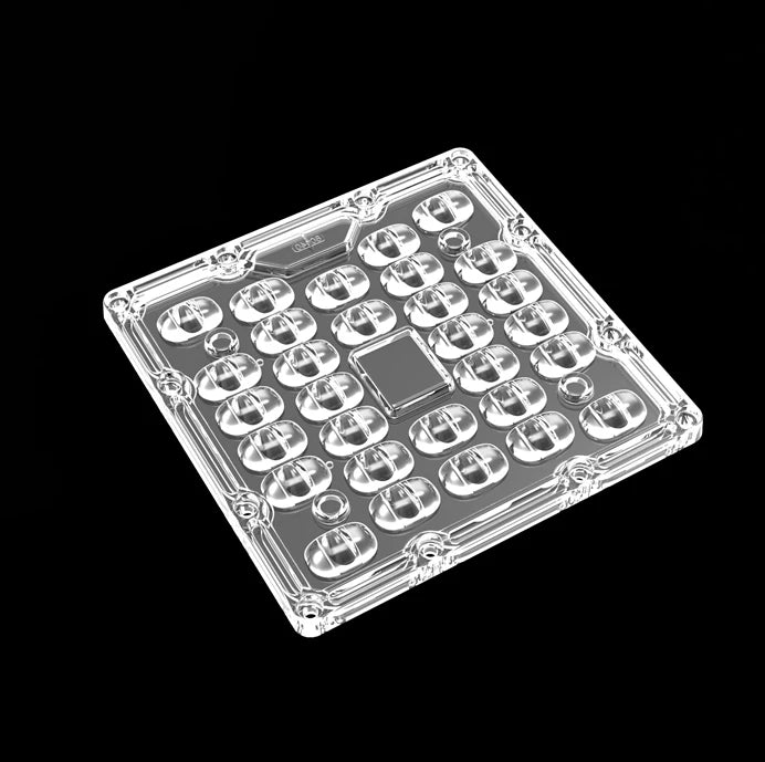 High Power 50W SMD 5050 LED Street Light Lens 130x130mm 80x140 Beam Angle >90% Transmittance Durable PC Reflector 2-Year