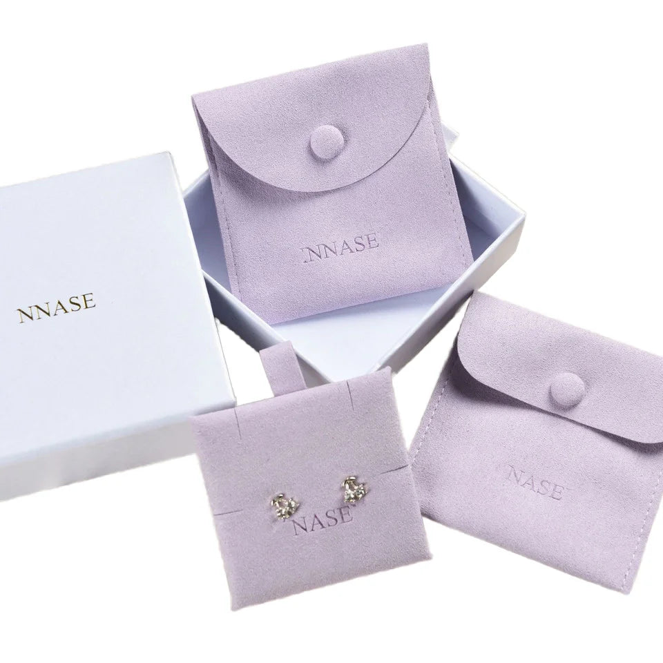 Wholesale Custom Logo Microfiber Bag Accessories New Flip Button Storage Ring for Earrings Pendant Necklace Jewelry