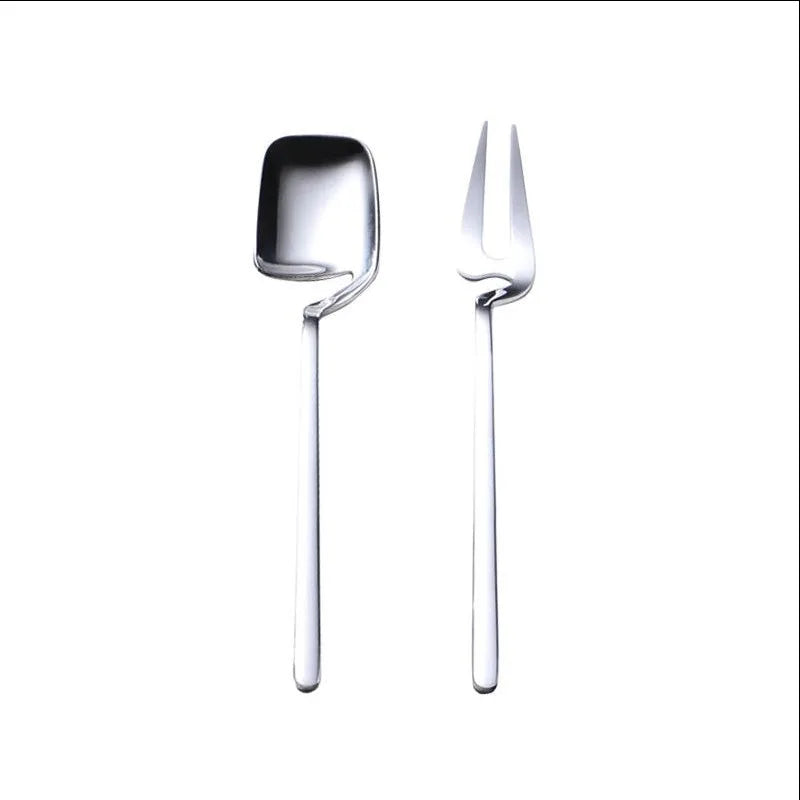 Stainless Steel Bohemian Party Mini Fruit Appetizer Forks and Hanging Cup Espresso Decorative Spoons