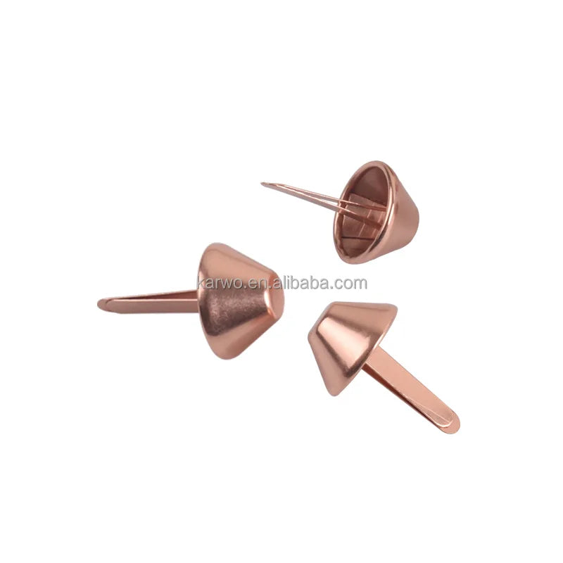 10mm 12mm 15mm Rose Gold Bucket Purse Feet Studs Bag Protectors Flat Base Round Bag Feet Hardware
