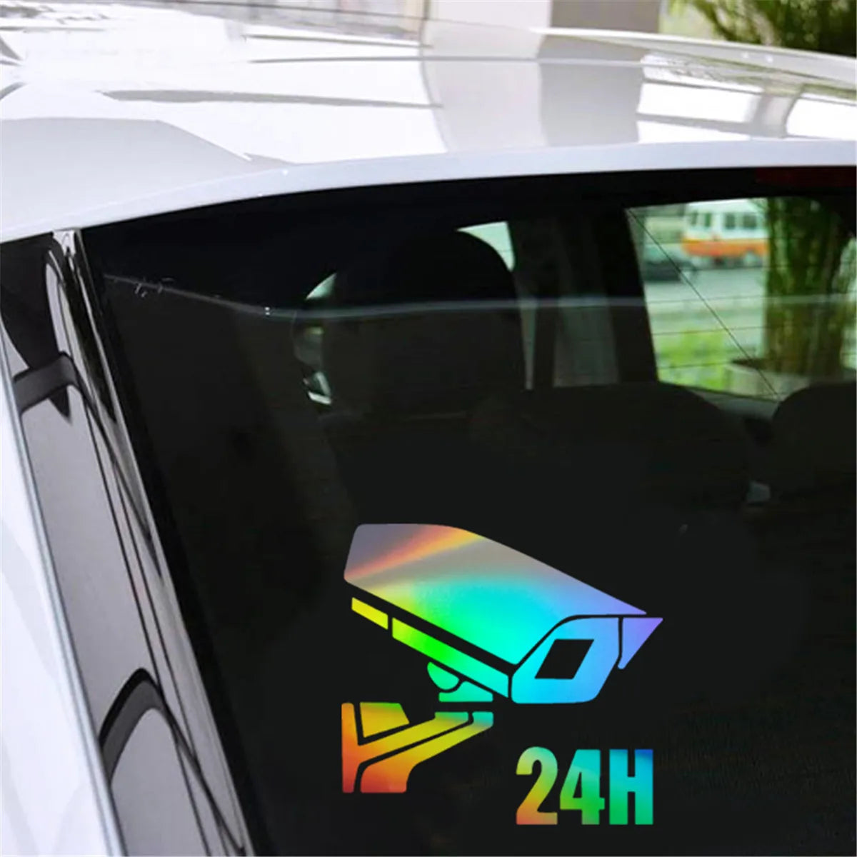 24 Hours Monitoring Car Laser Sticker Vinyl Decal Car Truck Bumper Window Laptop Sticker Decor Gift Die Cut Decals Window Glass