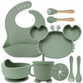 2024 Hot Supplies Dinnerware Silicone Baby Feeding Set Kids Dining Cup Bib Spoon Weaning Children Placemat Baby Bowl Plate