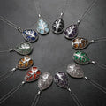 Whaterdrop Shaped Natural Gemgemstone Gem Stone Tree of Life Pendant Water Tear Drop Necklace for Women Men Jewelry Making