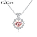 CZCITY Customize Hawaiian 925 Chain Link Heart Necklace Rhodium White Gold Plated 925 Silver Women Accessories