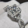 Huitan S925 Custom Geometry Cross Design Sparkling 3A Zircon Rings for Engagement 925 Sterling Silver CZ Rings for Women Jewelry