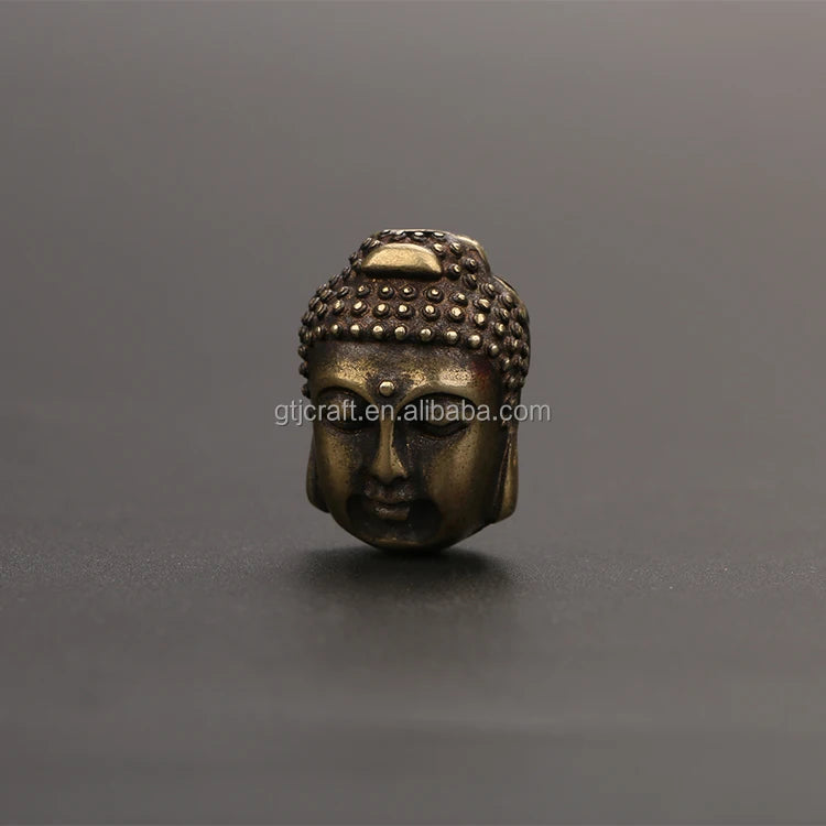 Factory Direct CA798 Hand-made Solid Copper Buddha Head Auspicious Beast Between Two Sides Brass Vajra Bodhi Accessories