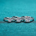 Silver 925 Original Diamond Test Past Round Brilliant Cut 0.5-2 Carat D Color Moissanite 6 Prong Ring Sparkling Gemstone Jewelry