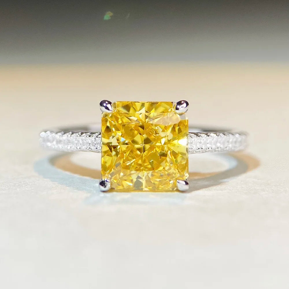 Wholesale 5A CZ Colored Cubic Zircon Engagement Rings 925 Sterling Silver Princess Cut Fine Jewelry for Weddings Special