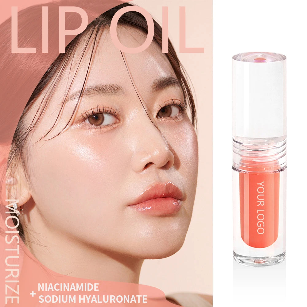 Wholesale 19-Color Custom Logo Lip Gloss Vegan Moisturizing Shinny Shimmer Lip Oil Private Label Nude Clear Glitter Gloss