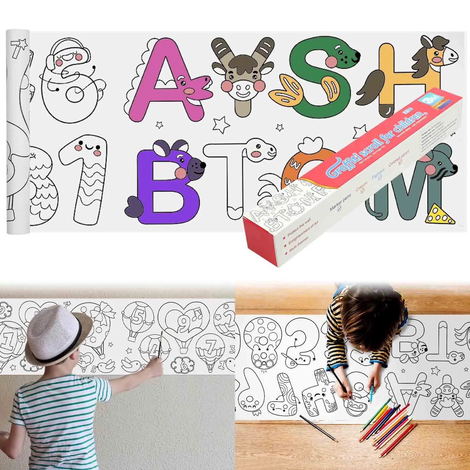 Leenice Custom Logo & Color Cute Style Children's Educational Wall Painting Toy-Film Laminated Paper 30x300CM Size