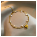 Women Girls Fashion Bijoux De Pieds Gold Plated Double Layered Heart Stainless Steel Anklets Foot Jewelry