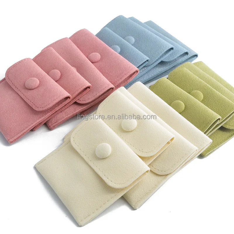 7x7cm Trendy Jewelry Bag Custom Pearl Fleece Small Envelope Pouch Velvet Earrings Necklace Gift Button Package for Headphone