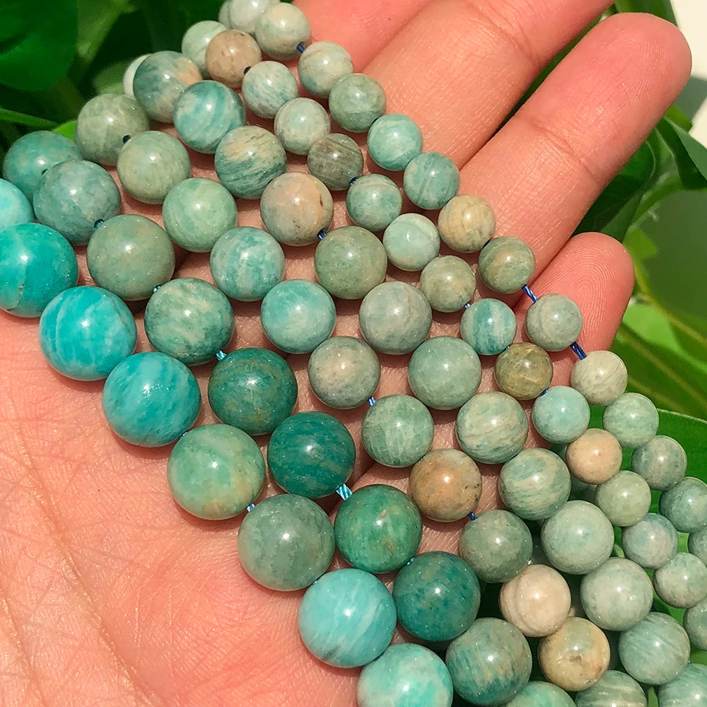 B+ Blue Amazonite Stone Beads Natural round Stones for DIY Jewelry Making-for Bracelets and Necklaces
