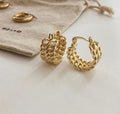 New Arrived Fashion Jewelry Stainless Steel 18K Gold Plated Hoop Earrings for Women Circle Double Chain Wedding Party
