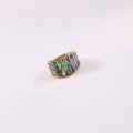 High End 18K PVD Gold Plated Colorful Shell Statement Band Rings Stainless Steel Women Rings Tarnish Free Jewelry MegaBDM