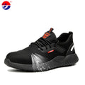 JIANKUN ASTM CE Fly Knitting Safety Shoes Breathable Flying Woven Wear Resistant Rubber Sole Outdoor Work Steel Toe Safety Shoes