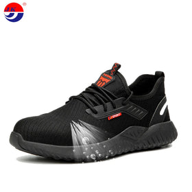 JIANKUN ASTM CE Fly Knitting Safety Shoes Breathable Flying Woven Wear Resistant Rubber Sole Winter Factory Use Outdoor Work