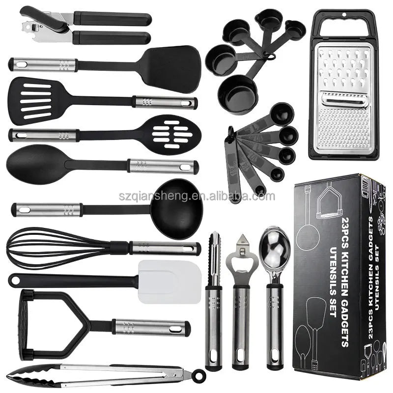 Kitchen Utensil Set 24piece Cooking Utensils Non-stick Spatula Set Baking Tool Set Nylon and Stainless Steel Silicone QS5862