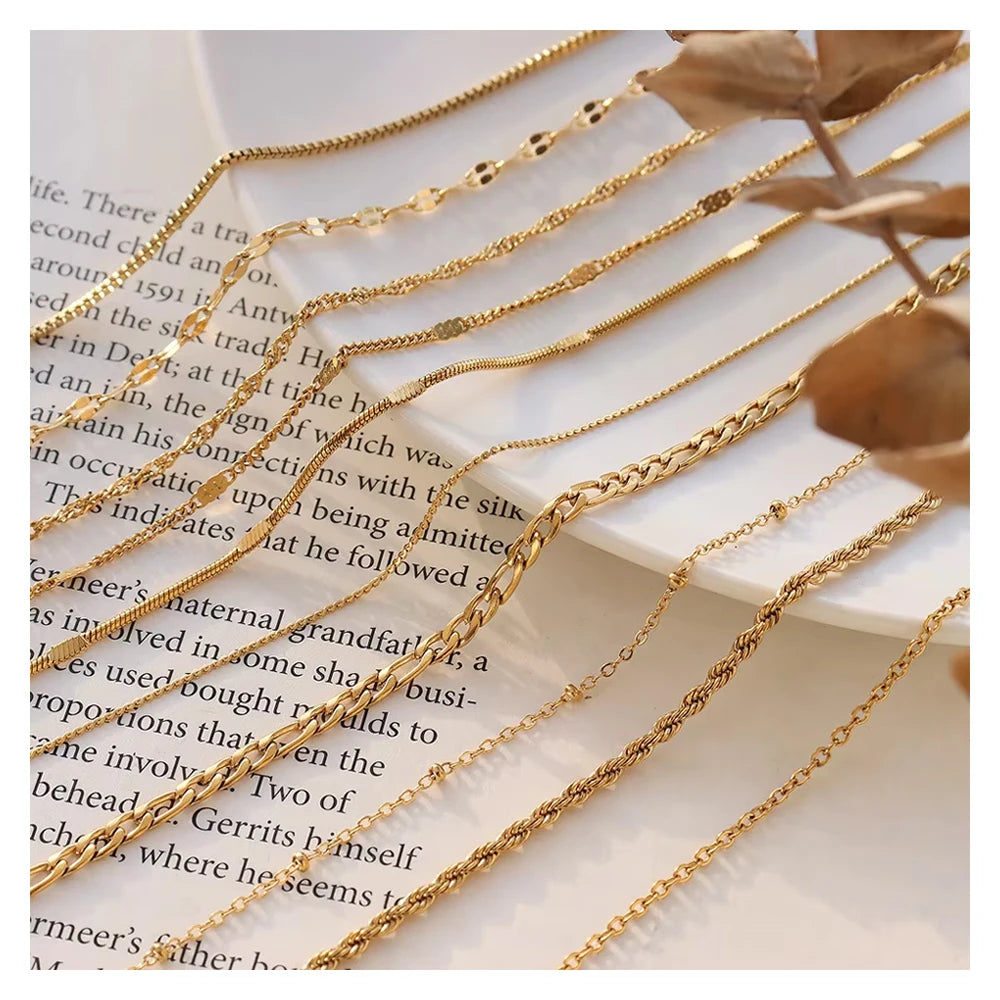 Niche Popular Collarbone Necklace High Quality Stainless Steel Cross Chains Snake Bone Chains Twist Box Jewelry
