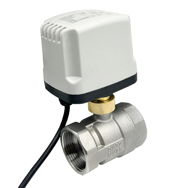 1/2" 3/4" 1" 1-1/4" Waterproof Stainless Steel Solenoid Motorized Two Way Ball Valve 220V 12V 24V 3-Wire 1-Control Big Torque