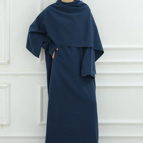 Solid Color Eid Abaya Dress for Women 2pcs Abaya Set Islamic Robes Traditional Muslim Clothing From Turkey Middle East