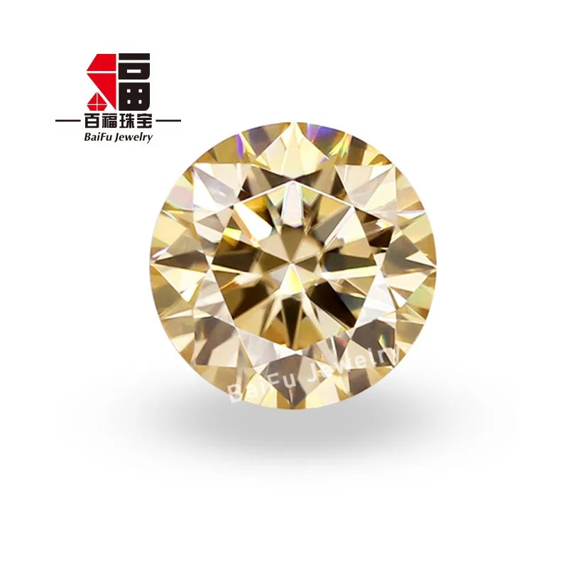Baifu Jewelry Wholesale Price Top Quality Loose Round Light champagne Moissanite