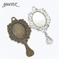 YuenZ Alloy Antique Silver Color Metal Mirror Charms Retro DIY Fashion Handmade Pendant Charms for Jewelry Making 56*29mm J380