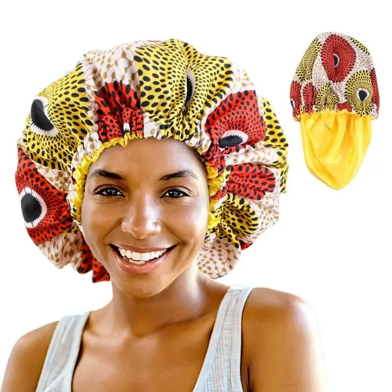 2024 Luxury Customize Double Layer Hair Bonnet Satin Custom logo Cap Designer Perruque Bulk