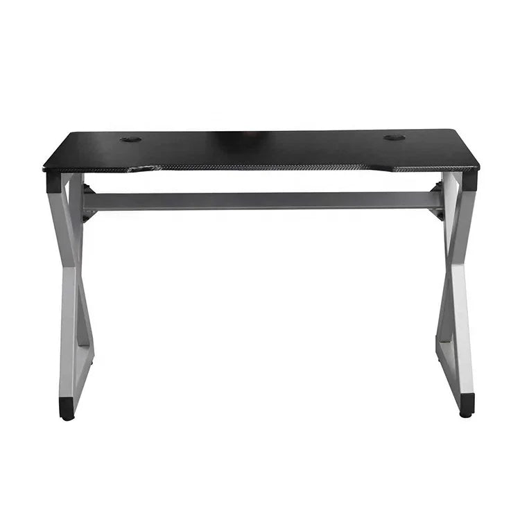 2026 PC Home Study Gaming Desk with X-Shape Legs Metal Frame & Wood Surface for Computer and Laptop Use