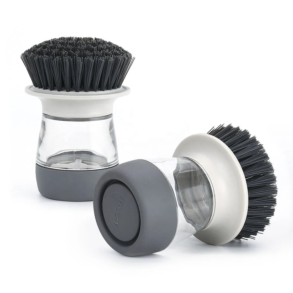 Mini Plastic Dish Brush Round Head Kitchen Cleaning Dishwashing Brush With Soap Dispenser