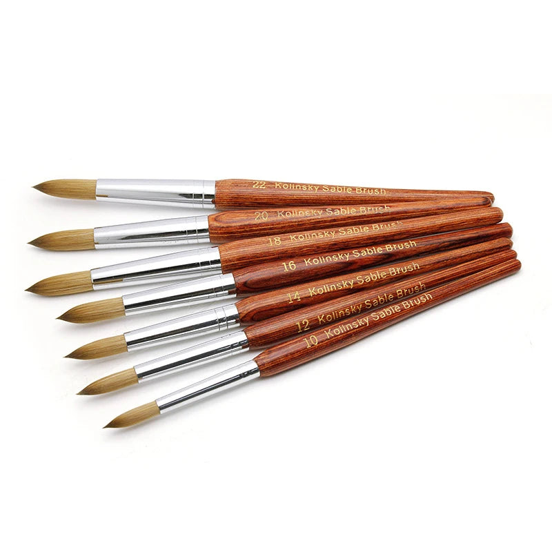 Red Wooden Handle 30% Kolinsky Nail Art Acrylic Nail Brushes UV Gel Pen Drawing Painting Nail Brush