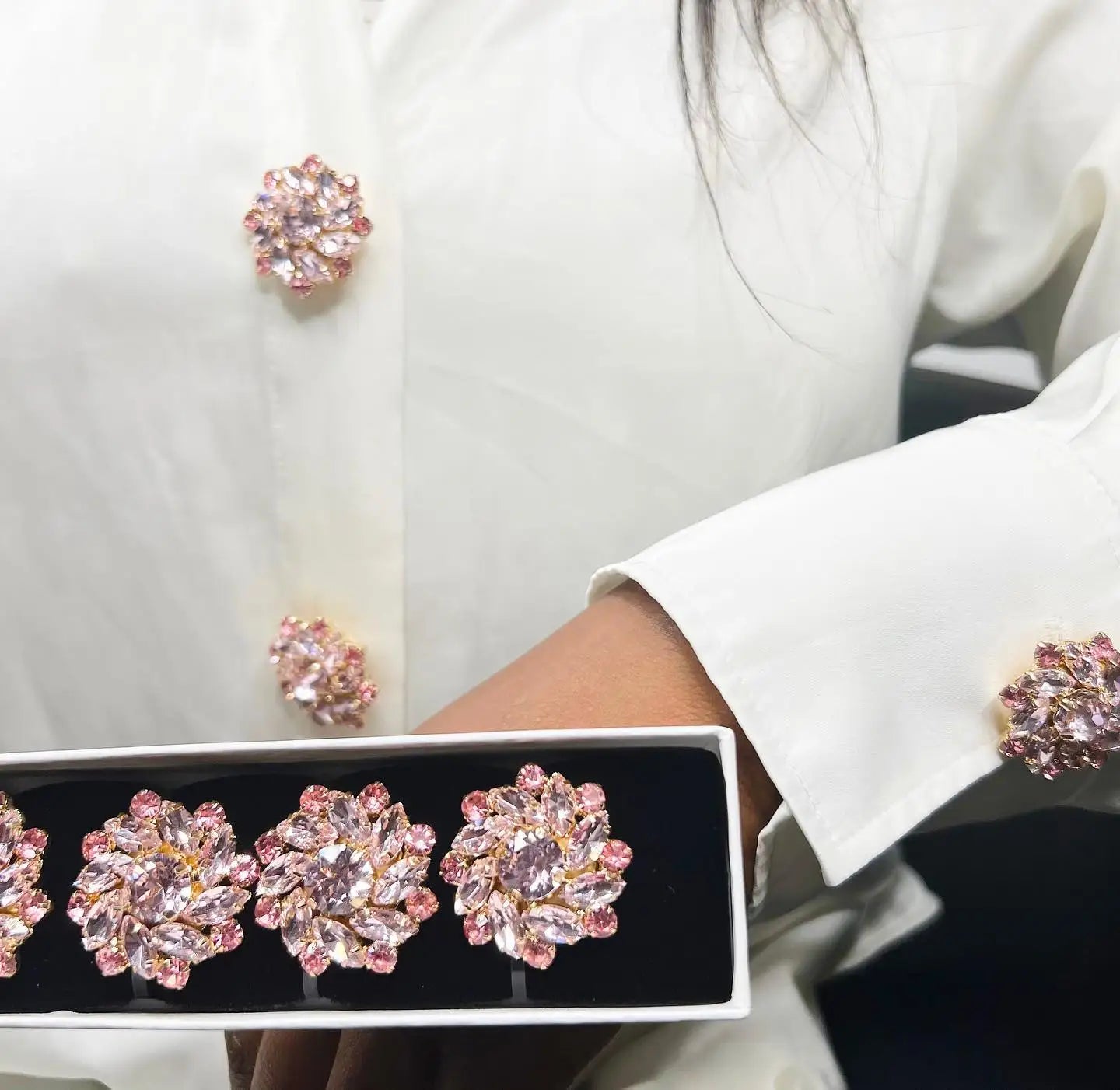 2024 New Listing Colorful Crystal Removable Button Clip Shirt Jewelry Button Covers for Women Men Blouse Cufflinks Decoration