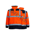 2PCS Winter Heavy Hi Vis Orange Coats Mens Work Wear High Visibility Reflective Safety Jacket With Pockets