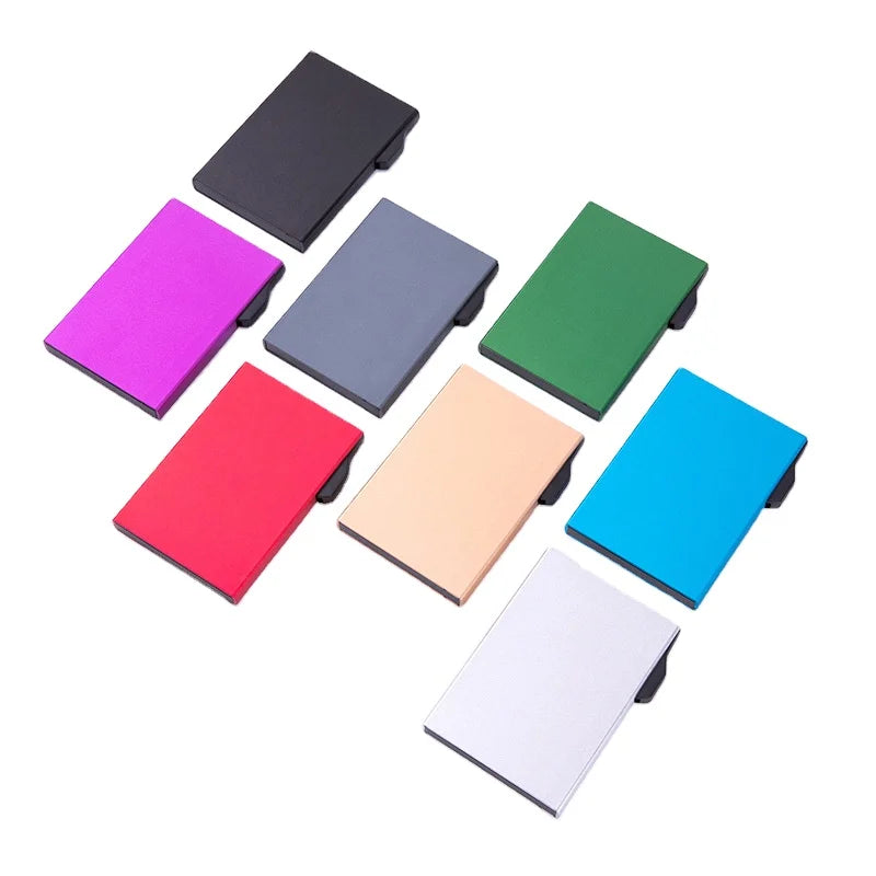 Hot Sale New Design Anti-theft Brush Pop-up Card case Card Holder Aluminum RFID Card Pack for Men