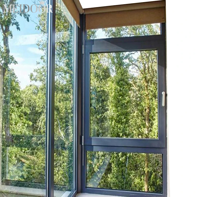 Aluminum Bathroom Ventilation Practical Double Glass Windproof Heat-insulation House Casement Windows and Doors
