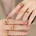 Custoomized New European and American Stainless Steel 18K Korean Rhinestone Three Colors Optional Simple Snake Rings for Women