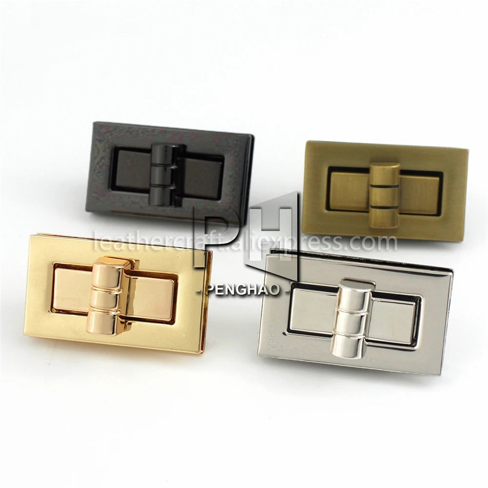 Metal Rectangle Bag Turn Lock Twist Lock Clasp Leather Craft Women Bag Handbag Shoulder Bag Purse DIY Hardware 3 Sizes