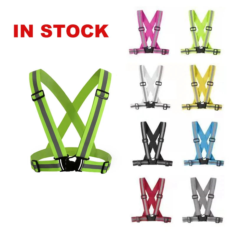 Wholesale Safeti Running Strip Vest Elastic Reflective Safety Belt Jogging Cycling Bike Adjustable Reflective Belt