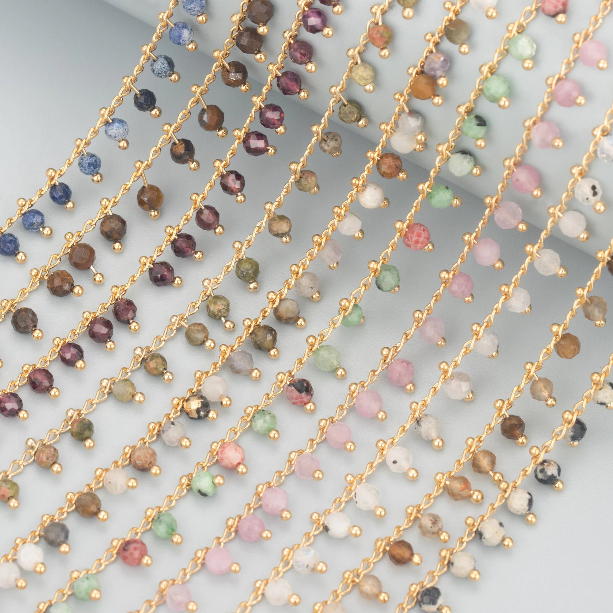 C82 1m/lot Jewelry Accessoriespass REACHnickel Free18k Gold PlatedNatural Stonediy Chain Necklace Making Findings