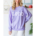 Wholesale Casual Purple Women's Sweatshirts Pullover Custom Letter Printing logo Crewneck Sweatshirt