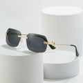 Fashion Rimless Triangle Rhinestone Sunglasses Ladies Retro Transparent Ocean Lens Glasses Men Pink Yellow Sunglasses UV400