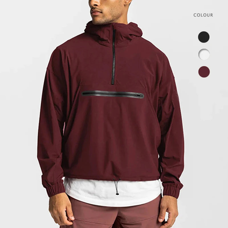 Mens Autumn Lightweight Breathable Anti-Bacterial Anti-UV Hoodie Jacket with Custom Logo for Fitness Training & Running