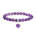 Hot Sale 8mm Natural Crystal Romantic Wedding Gift Amethyst Heart Chain Bracelet for Women
